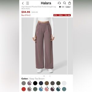 BRAND NEW Halara Brand High Waisted Plicated Side Pocket Straight Leg Work Pants